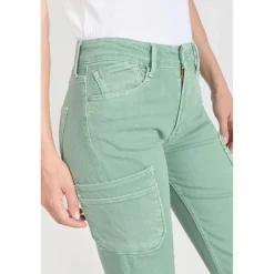 Jeans regular, droit PRECIEUX, 7/8ème vert en coton
