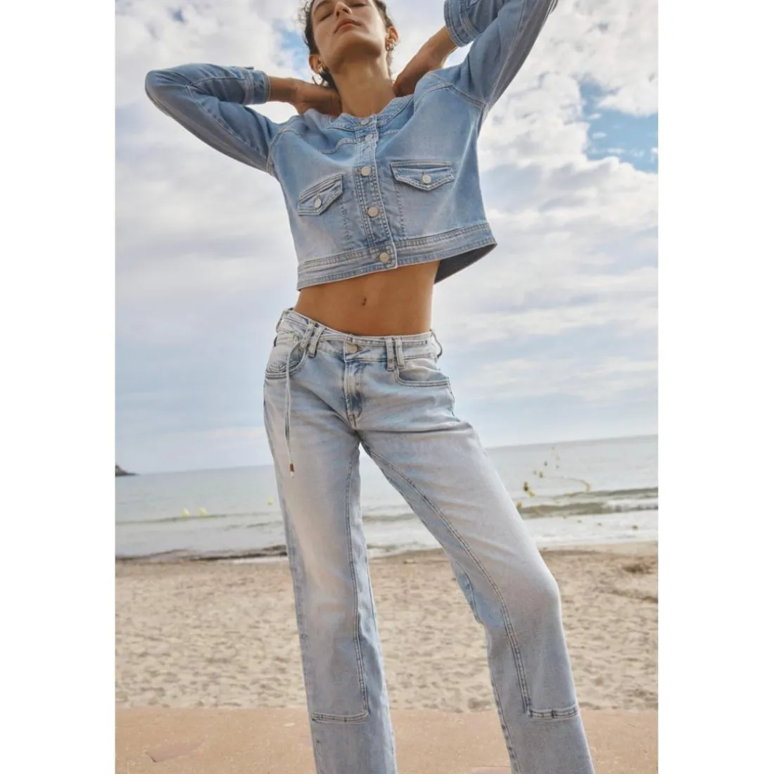 Jeans regular, droit PRISSE, 7/8ème bleu en coton Gwen