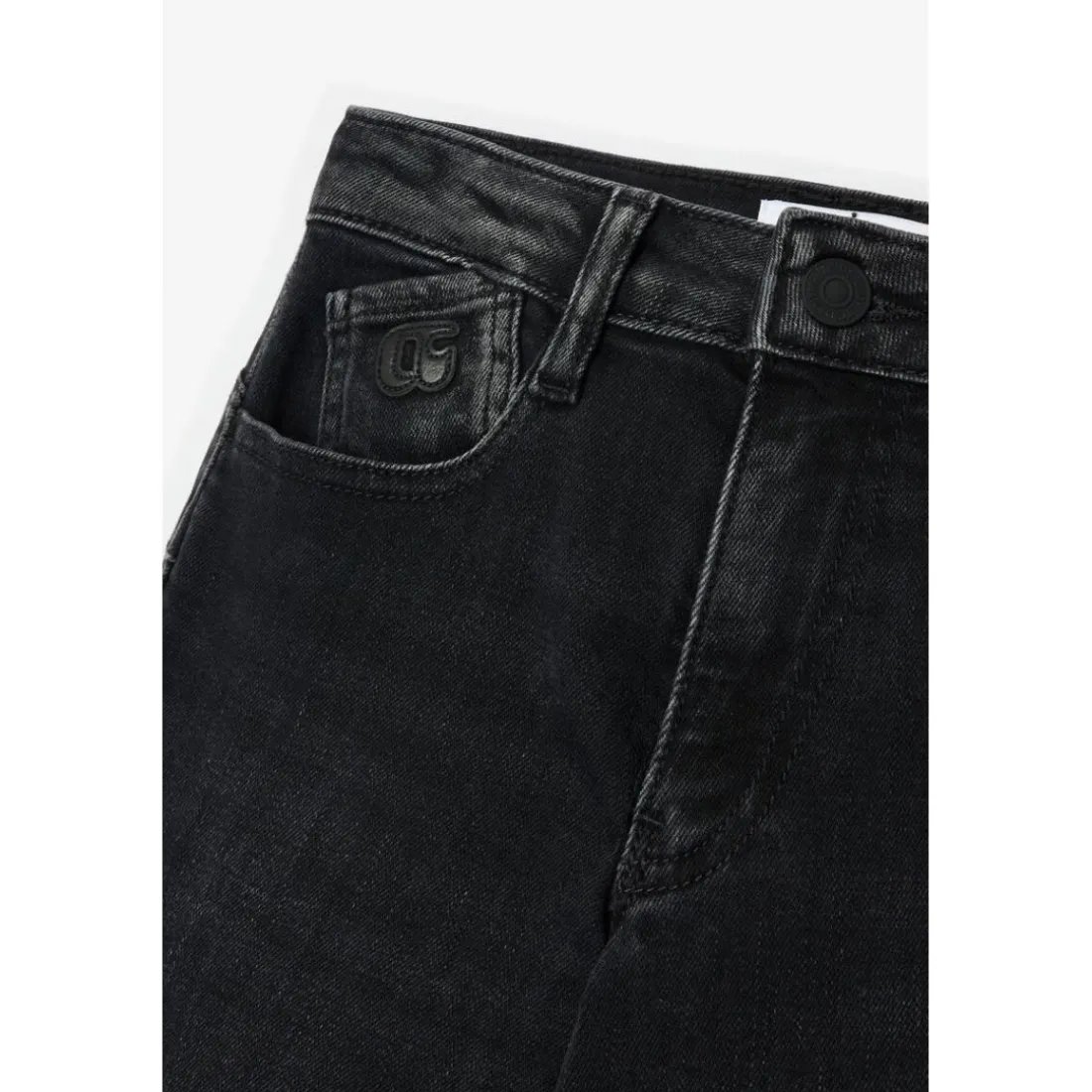 Jeans regular, droit pulp slim taille haute, longueur 34 noir Lina