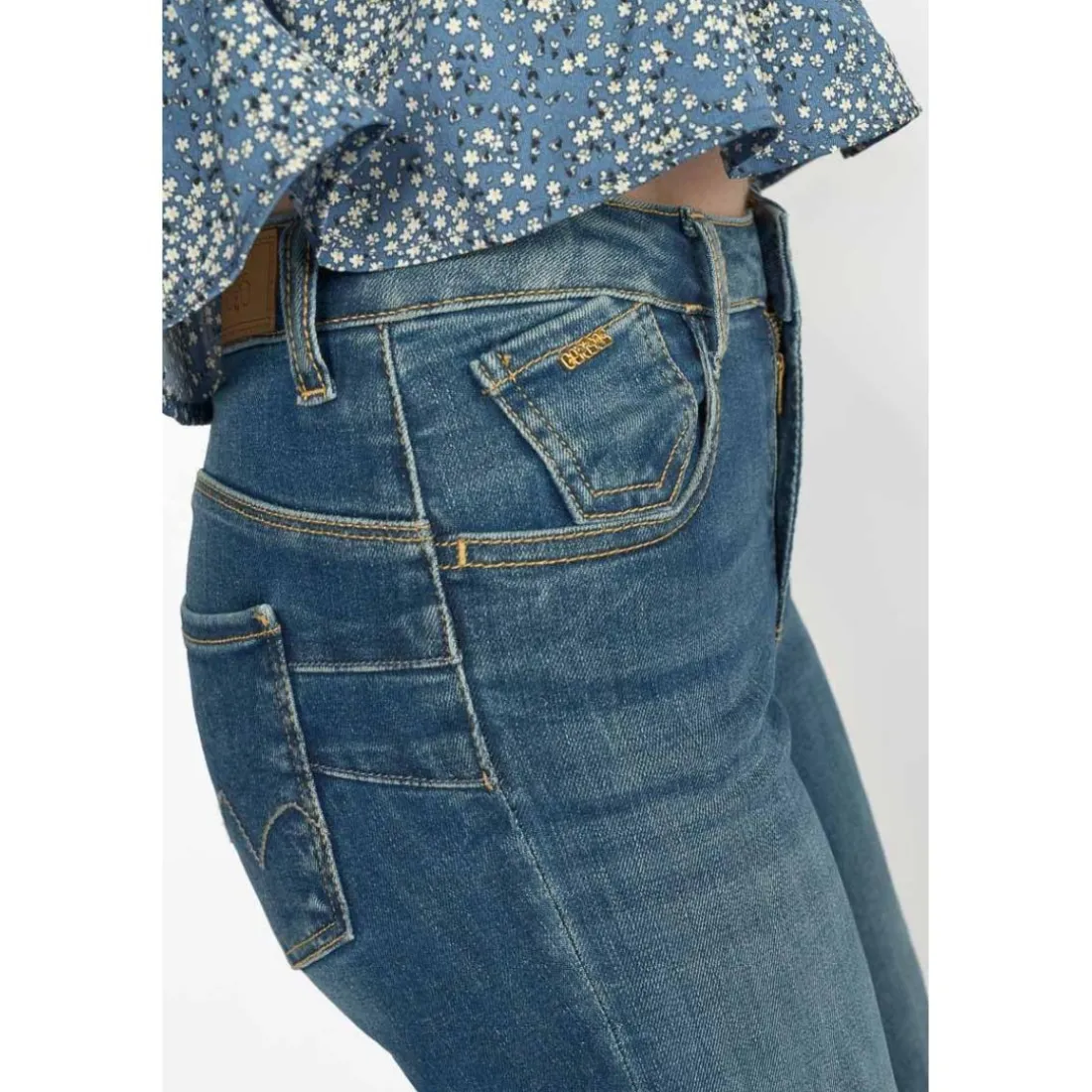 Jeans regular, droit pulp slim taille haute, longueur 34 bleu Zoe