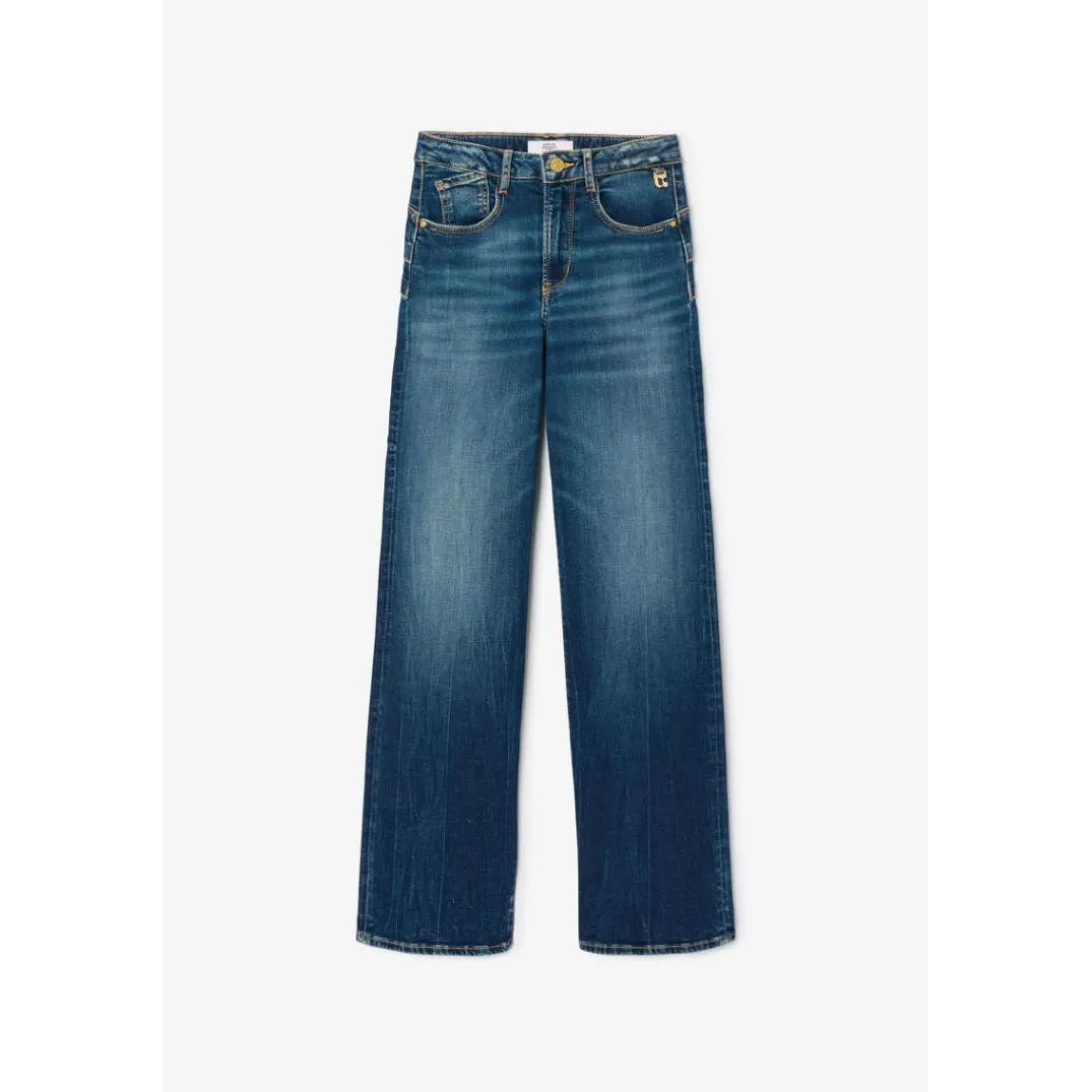 Jeans regular, droit pulp slim taille haute, longueur 34 bleu Trix en coton