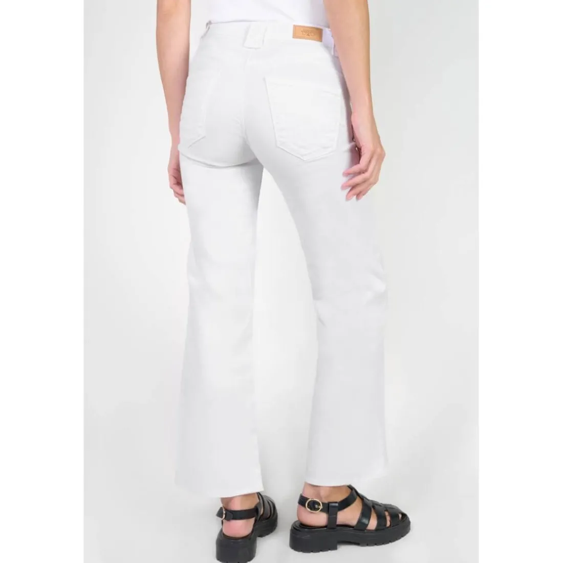 Jeans regular, droit pulp wide leg taille haute 7/8ème, longueur 34 blanc Xena