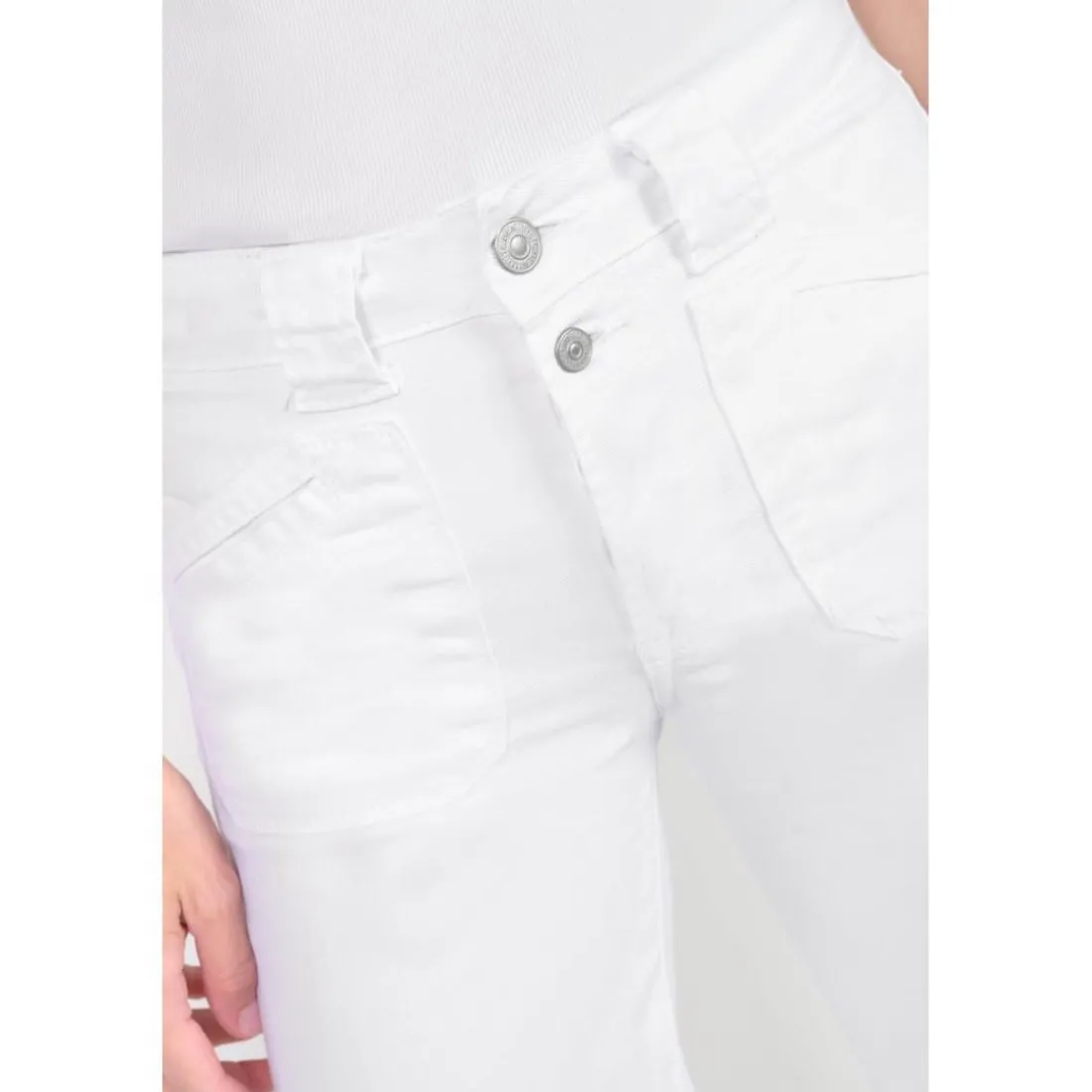 Jeans regular, droit pulp wide leg taille haute 7/8ème, longueur 34 blanc Xena