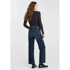 Jeans regular, droit pulp wide leg taille haute 7/8ème, 7/8ème bleu en coton Noémie