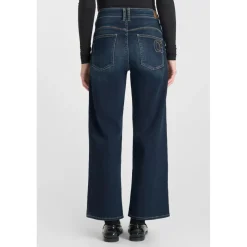 Jeans regular, droit pulp wide leg taille haute 7/8ème, 7/8ème bleu en coton Noémie