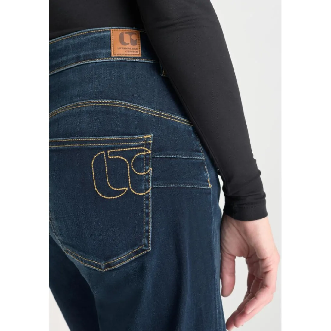 Jeans regular, droit pulp wide leg taille haute 7/8ème, 7/8ème bleu en coton Noémie