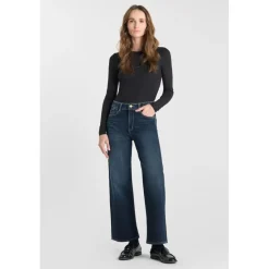 Jeans regular, droit pulp wide leg taille haute 7/8ème, 7/8ème bleu en coton Noémie