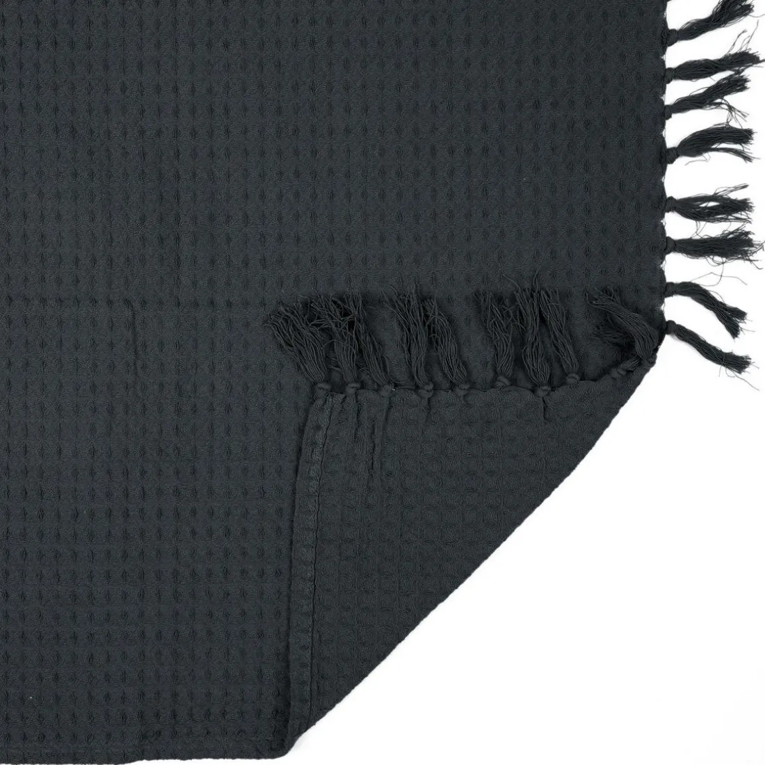 Jeté De Canapé Gaufre Gris Anthracite en coton