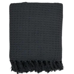 Jeté De Canapé Gaufre Gris Anthracite en coton