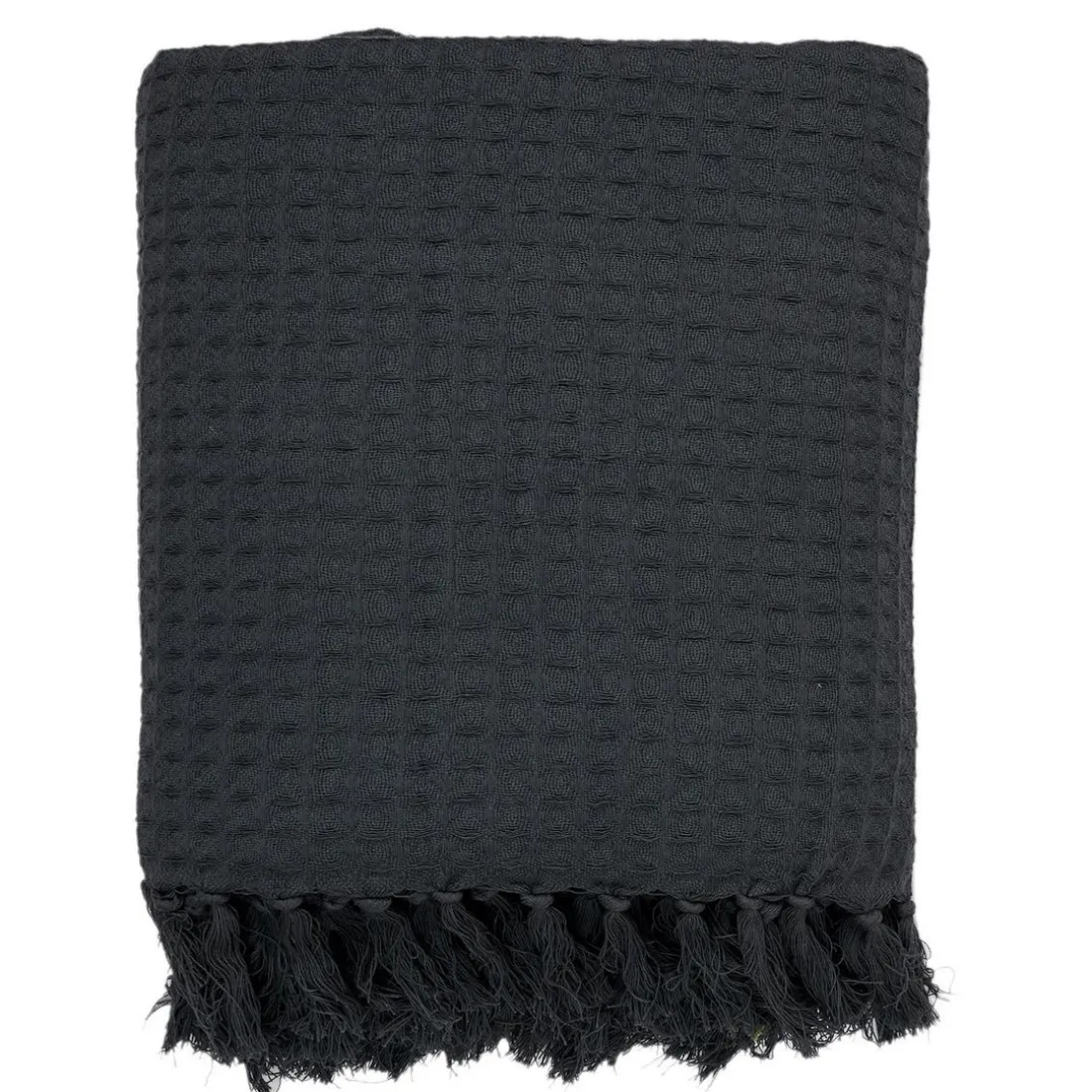 Jeté De Canapé Gaufre Gris Anthracite en coton