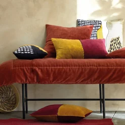 Jeté de lit en coton BYZANCE chataigne 240 x 260 cm
