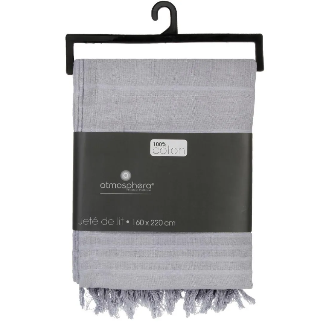 Jeté de lit en coton 160x220 - gris clair