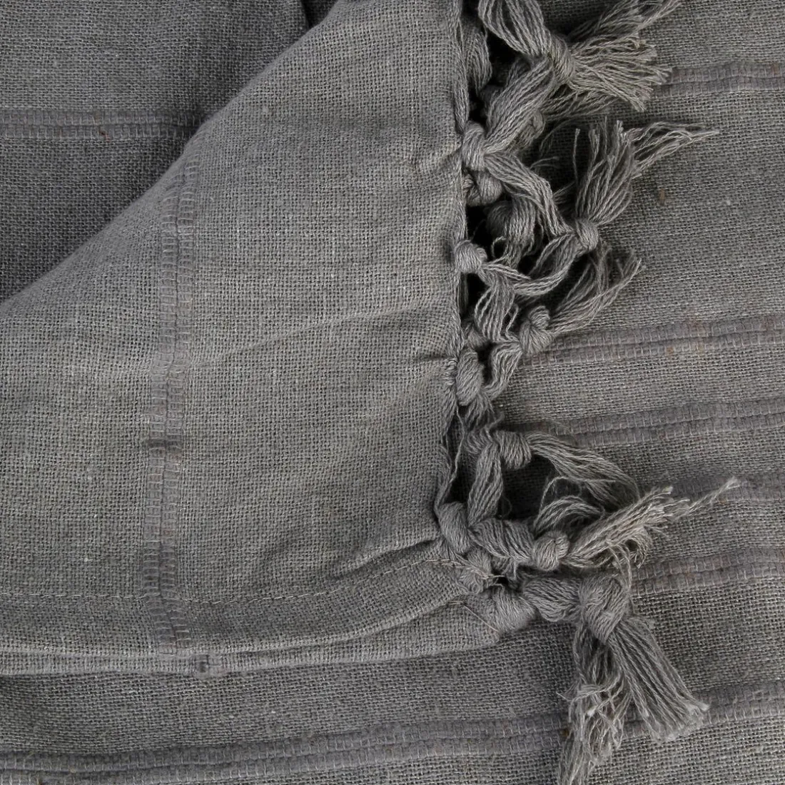 Jeté de lit en coton 160x220 - gris