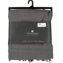 Jeté de lit en coton 160x220 - gris