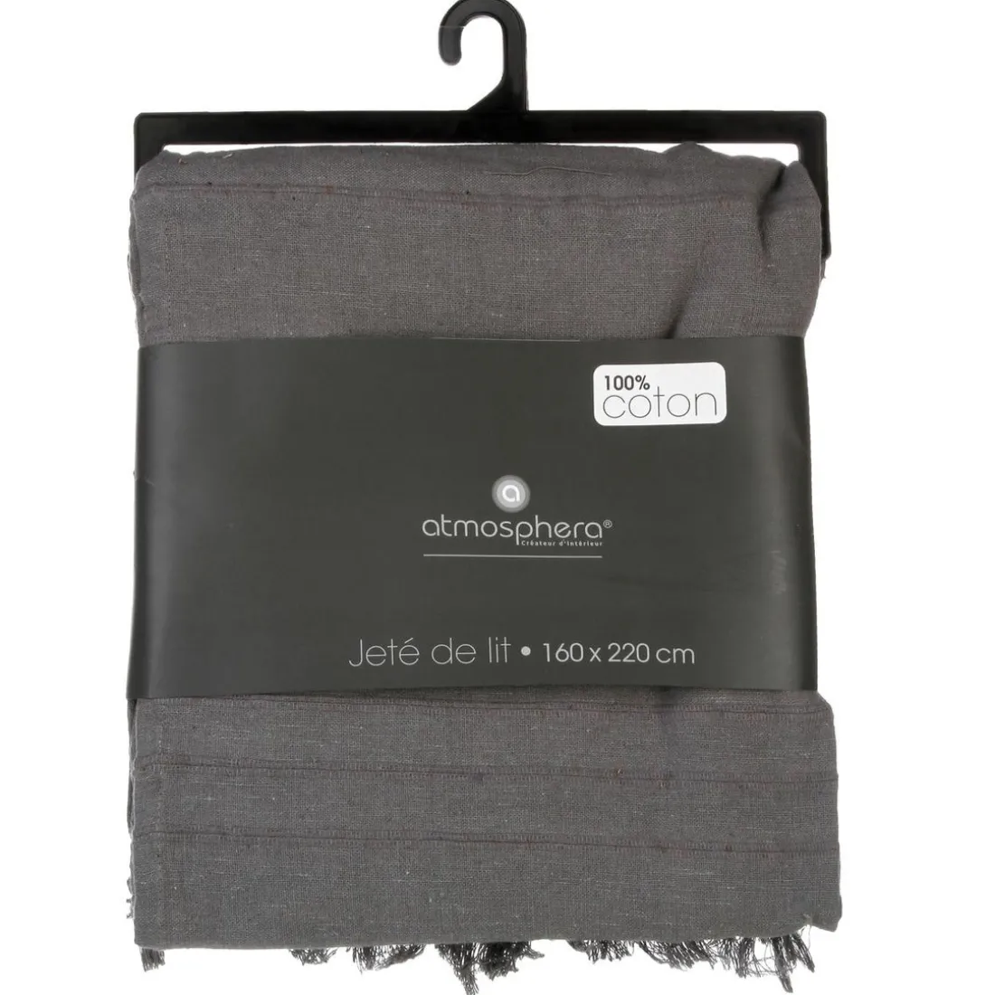 Jeté de lit en coton 160x220 - gris
