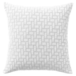 Jeté de lit tissé en coton jacquard floqué CL.LADRI - Blanc