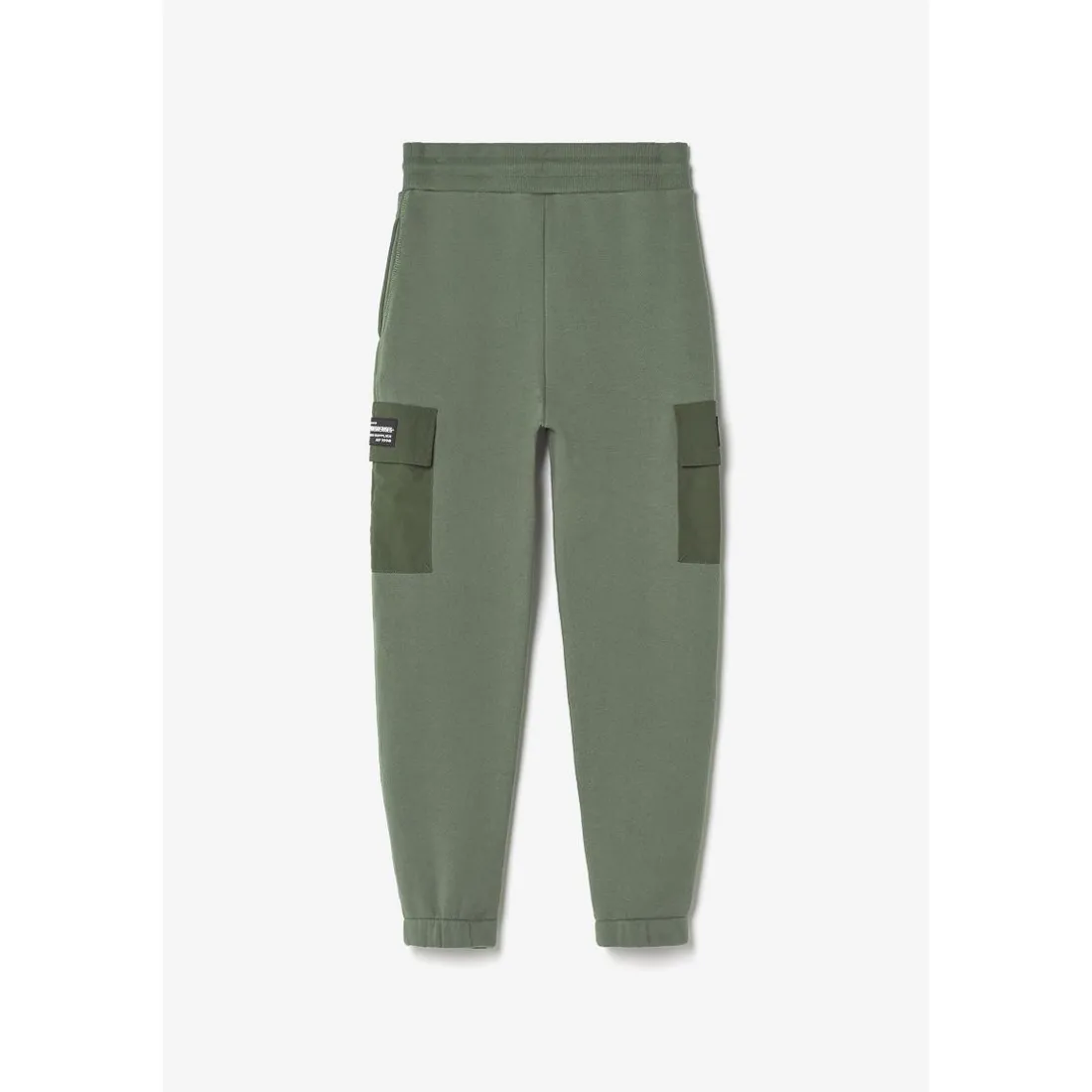 Jogging garçon, bi-matière Outobo kaki vert en coton