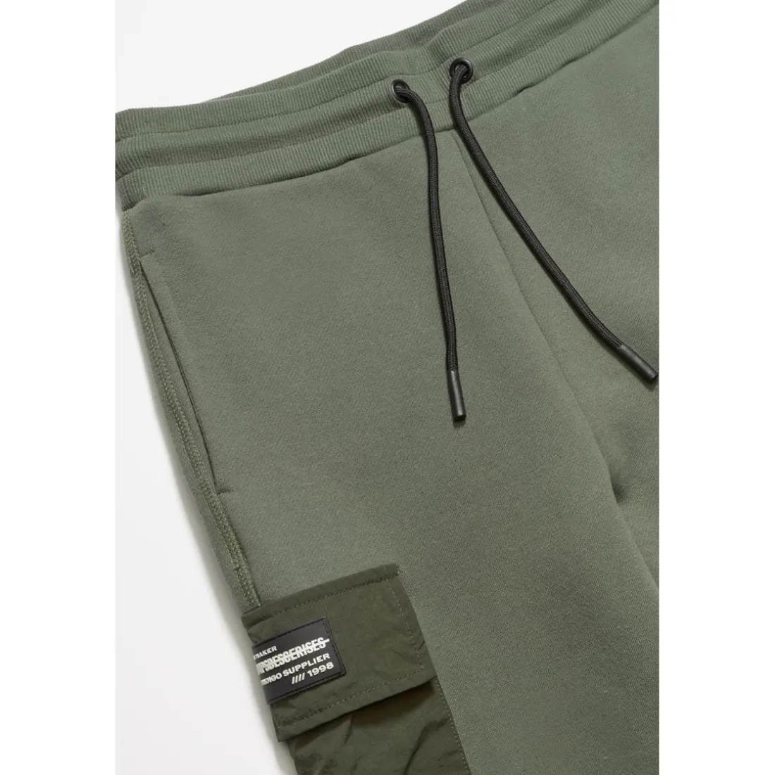 Jogging garçon, bi-matière Outobo kaki vert en coton
