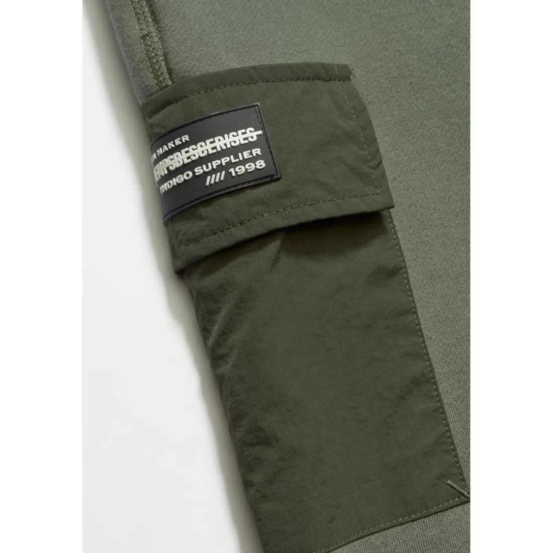 Jogging garçon, bi-matière Outobo kaki vert en coton