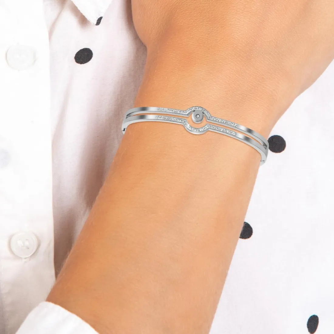 Jonc Femme So Charm - BD2597-ARGENT-DIAMANT - Bracelet Mode Argenté