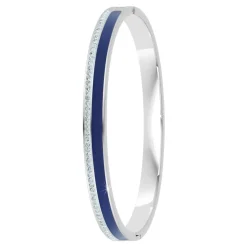 Jonc Femme So Charm - B4338-ARGENT-BLEUFONCE - Bracelet Email Argenté