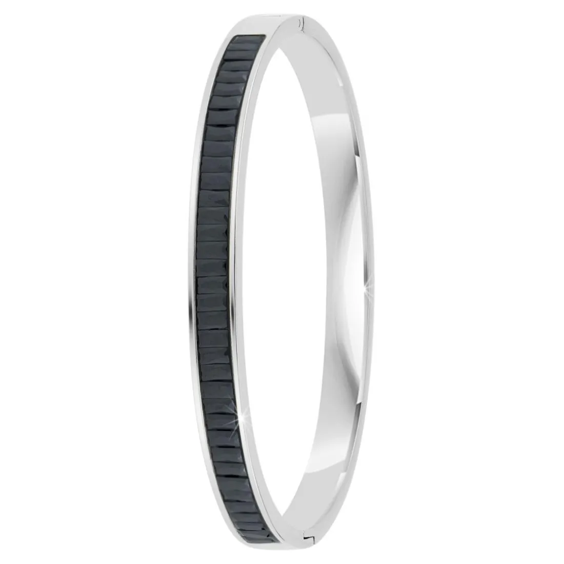 Jonc Femme So Charm - B4337-ARGENT-NOIR - Bracelet Mode Argenté