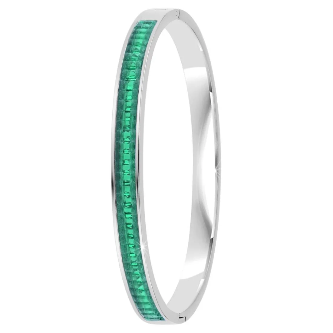 Jonc Femme So Charm - B4337-ARGENT-VERT - Bracelet Mode Argenté