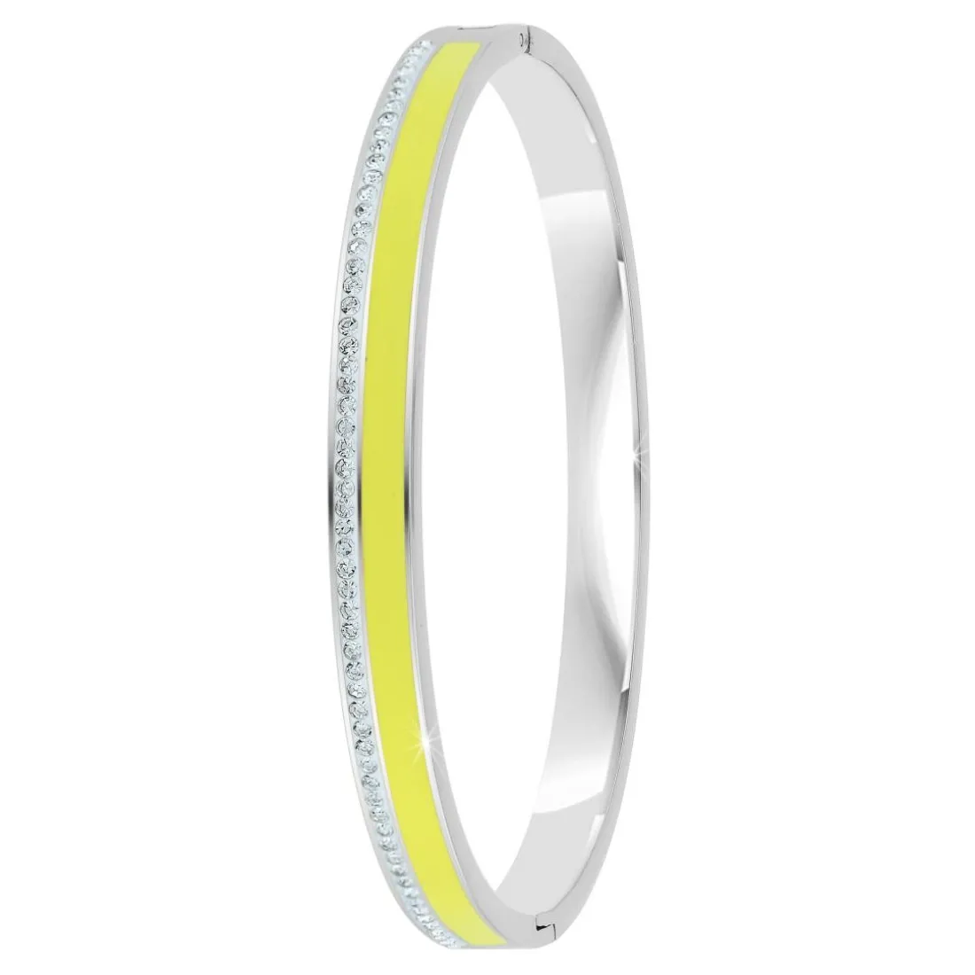 Jonc Femme So Charm - B4338-ARGENT-JAUNE - Bracelet Email Argenté