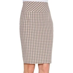 Jupe à carreaux coupe crayon fente dos femme - Carreaux Noir beige