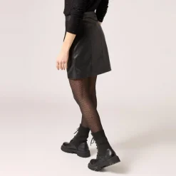 Jupe courte droite noir en simili