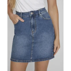Jupe courte en denim bleu moyen