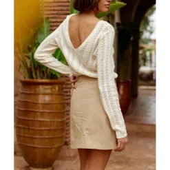 Jupe courte en twill de coton JORY beige