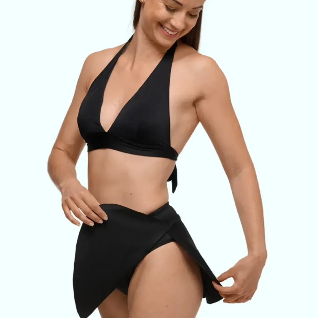 Jupe de bain - Maillot Menstruel - Anti fuite - Flux Moyen - Aria noir en nylon