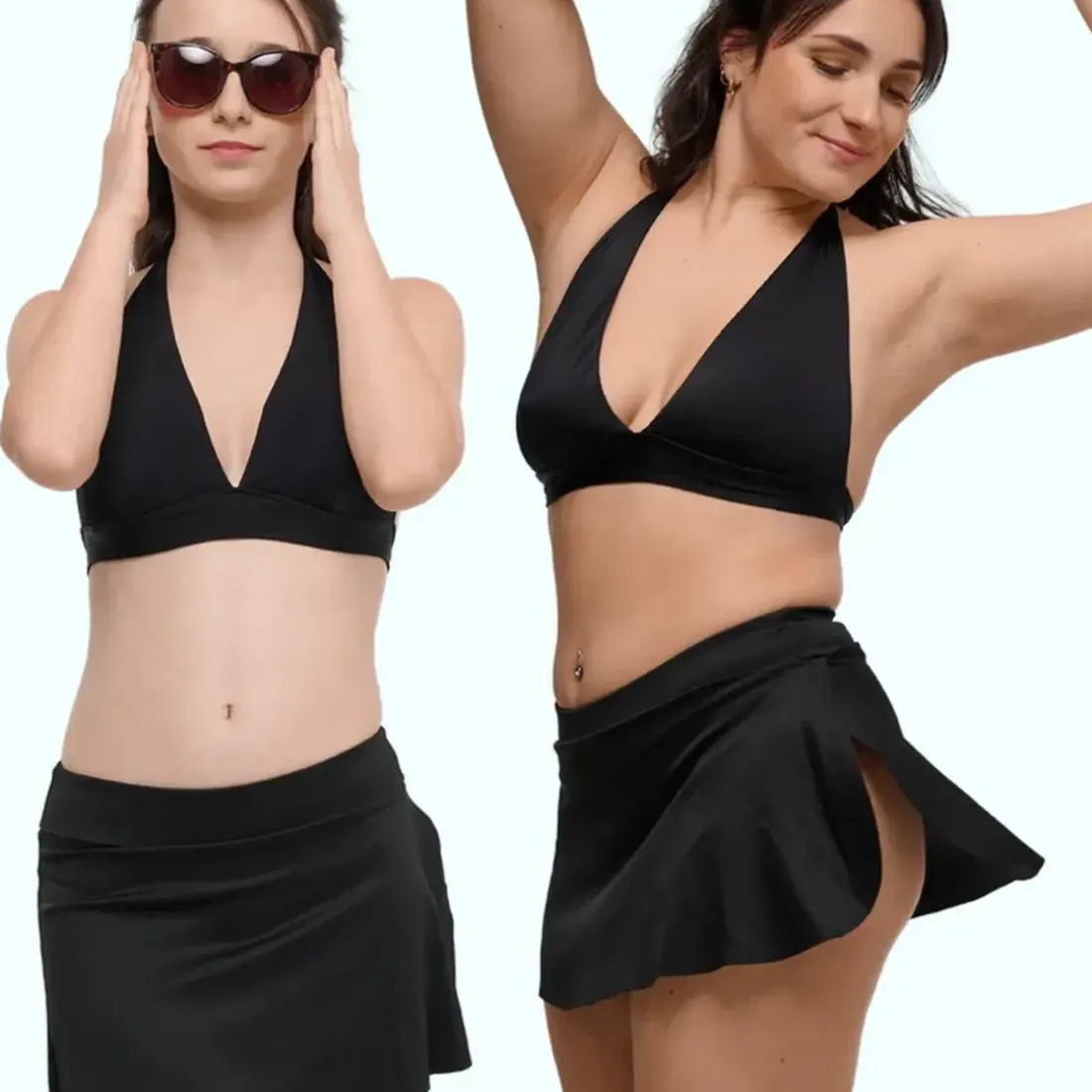 Jupe de bain - Maillot Menstruel - Anti fuite - Flux Moyen - Aria noir en nylon