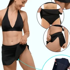 Jupe de bain - Maillot Menstruel - Anti fuite - Flux Moyen - Aria noir en nylon