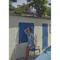 Jupe droite en jeans ALOFI bleu Dot