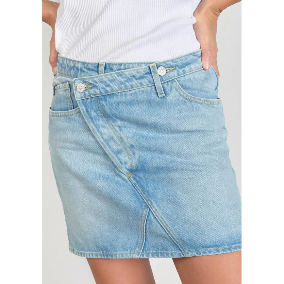Jupe droite en jeans ALOFI bleu Dot