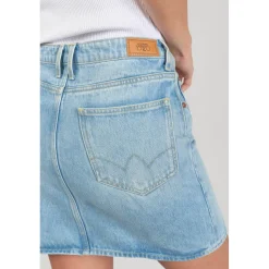 Jupe droite en jeans ALOFI bleu Dot