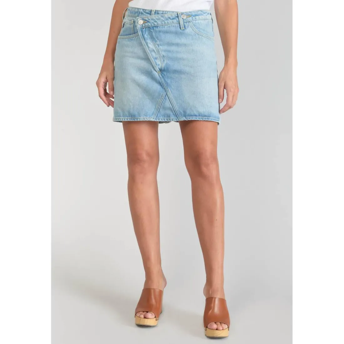 Jupe droite en jeans ALOFI bleu Dot