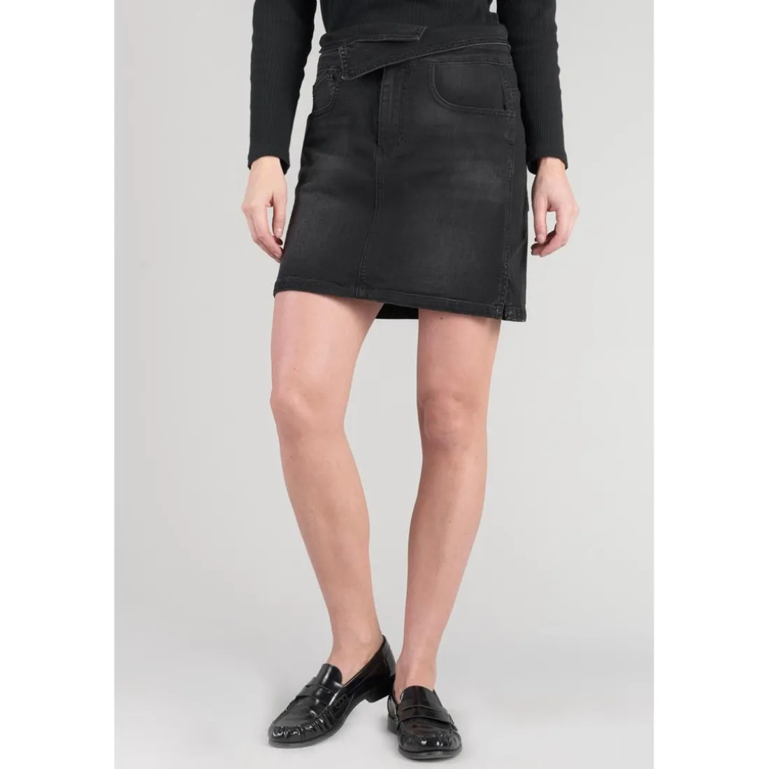 Jupe droite en jeans CALLAS noir