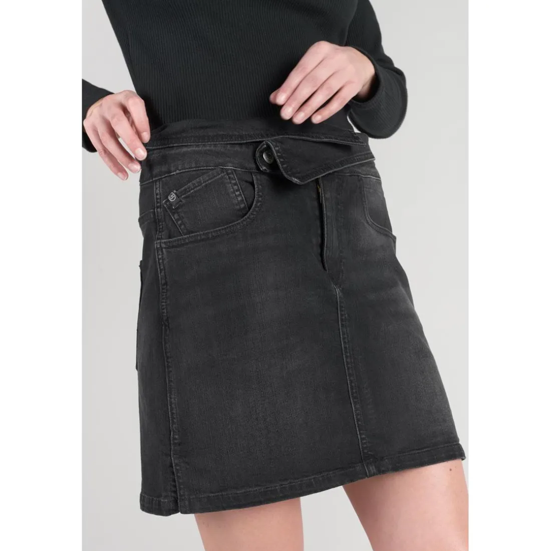 Jupe droite en jeans CALLAS noir