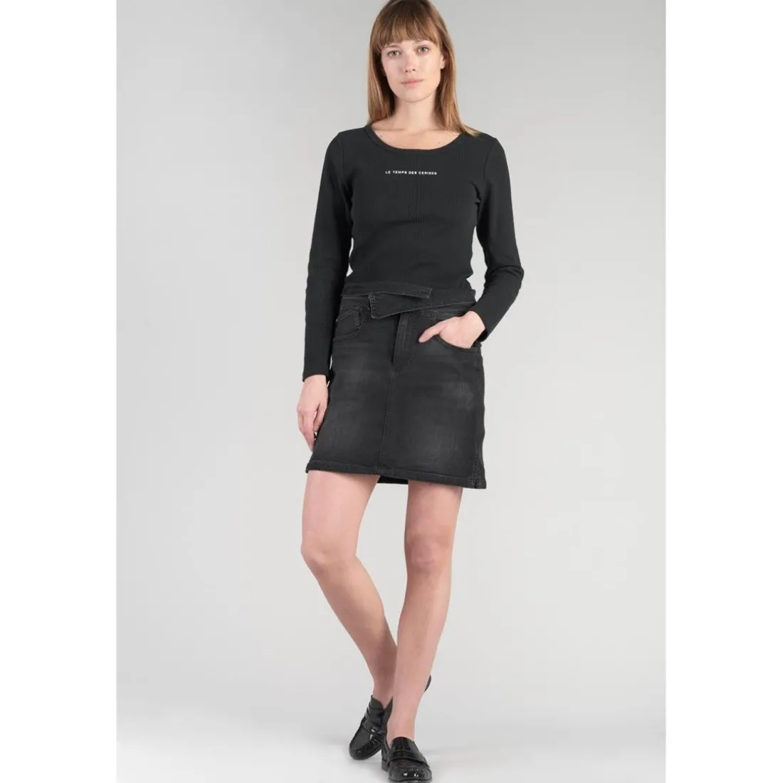 Jupe droite en jeans CALLAS noir