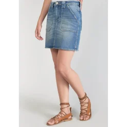Jupe droite en jeans CARY bleu