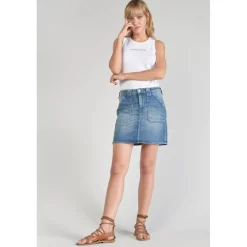 Jupe droite en jeans CARY bleu