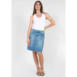 Jupe droite en jeans LEDISI bleu Lia
