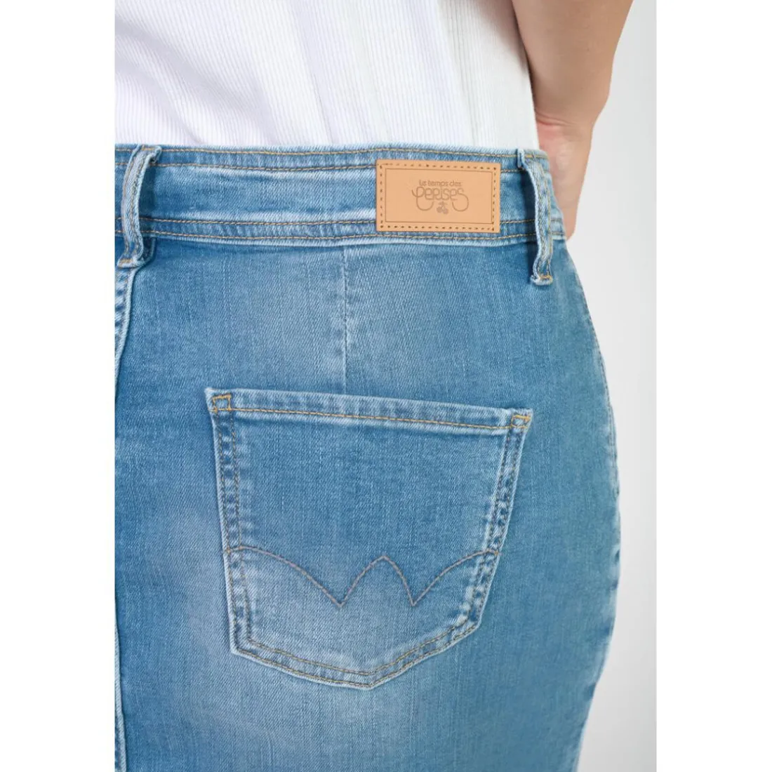 Jupe droite en jeans LEDISI bleu Lia