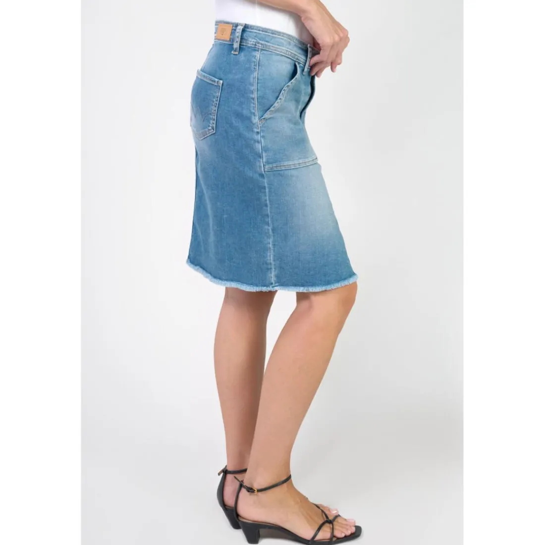 Jupe droite en jeans LEDISI bleu Lia