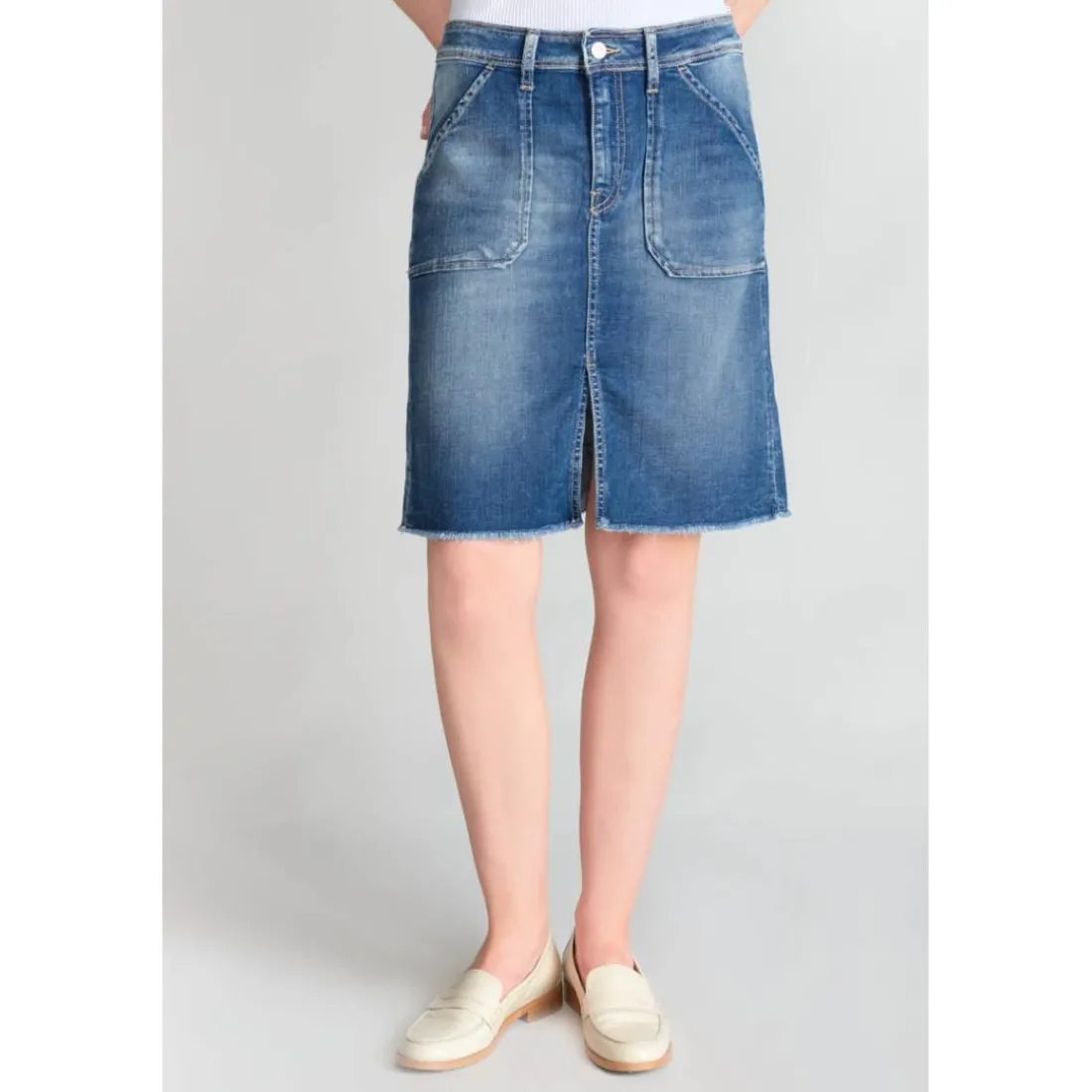 Jupe droite en jeans LEDISI bleu Ora