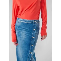 Jupe droite en jeans RAPHI bleu Elle
