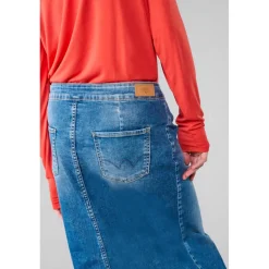 Jupe droite en jeans RAPHI bleu Elle